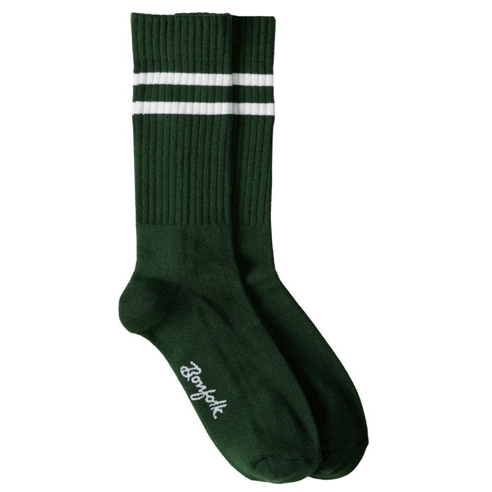 Retro Stripe Socks (Hunter Green / Cloud White)