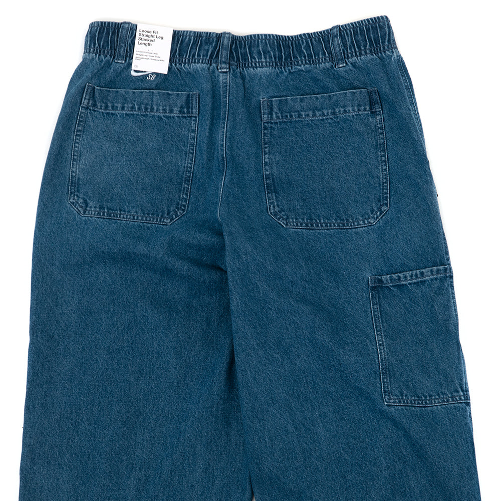 Loose Double-Knee Denim Skate Pant (Diffused Blue / White)