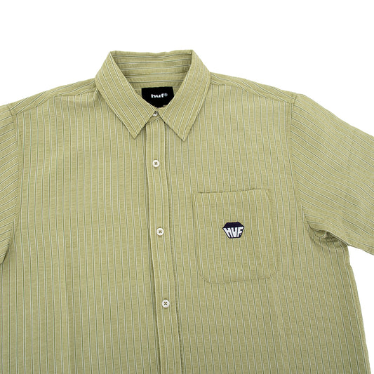 Big Block Striped Button Up S/S Shirt (Dried Herb)