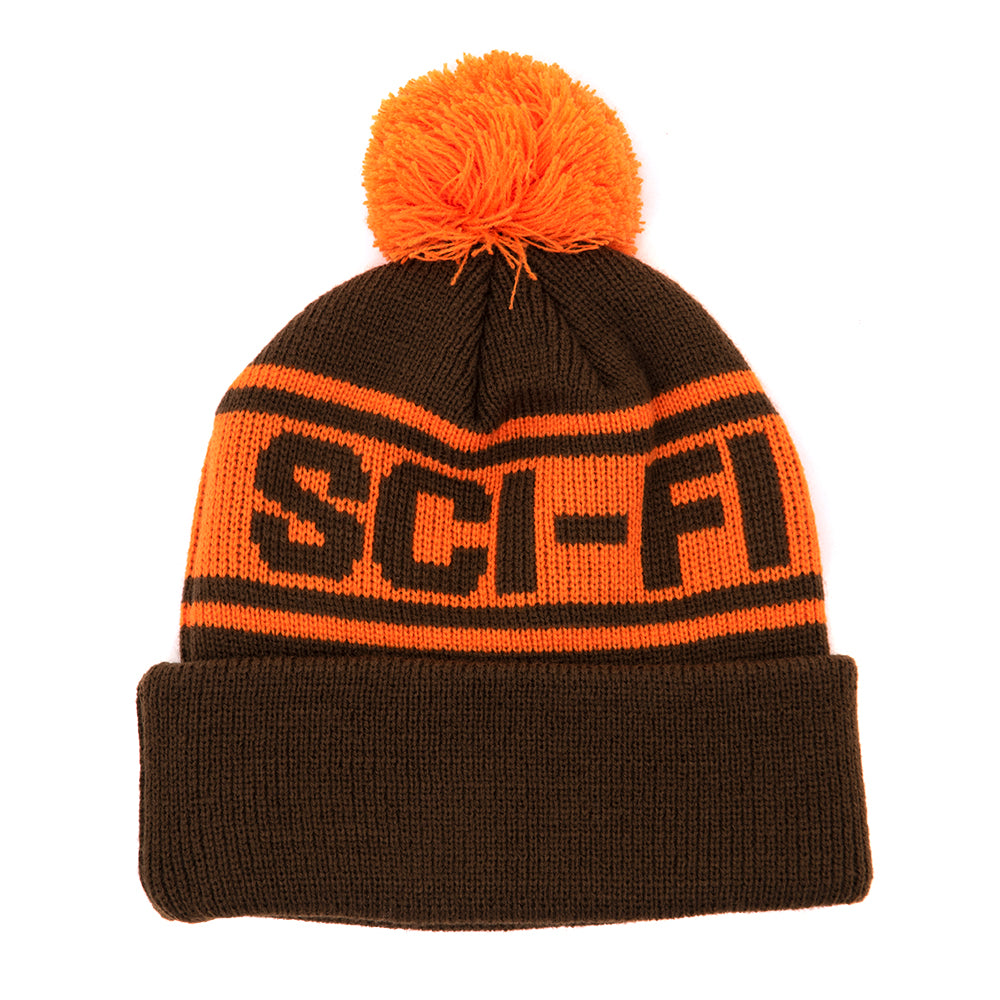 Sci-Fi Pom Beanie (Brown / Orange)