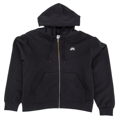 Essential Logo Full Zip Hooded Sweatshirt (Black / White)