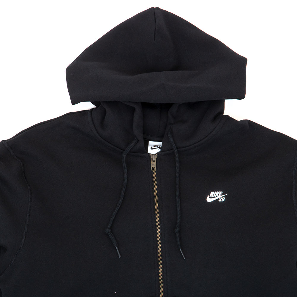 Essential Logo Full Zip Hooded Sweatshirt (Black / White)