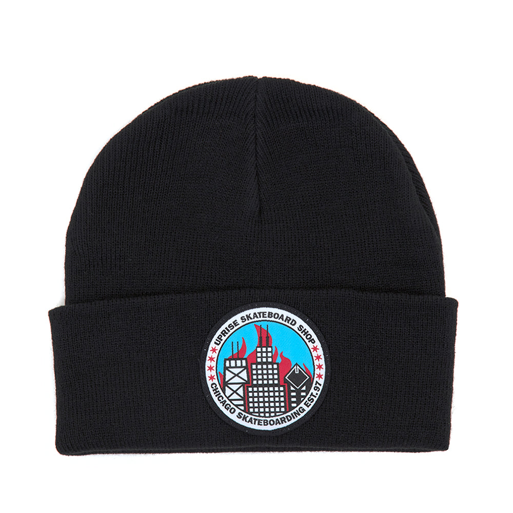 City Seal Cuffed Beanie (Black / Flames)