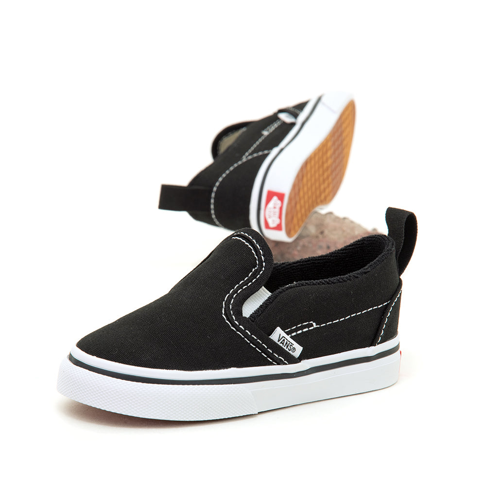 Toddler Slip-On V Canvas (Black / True White) VBU