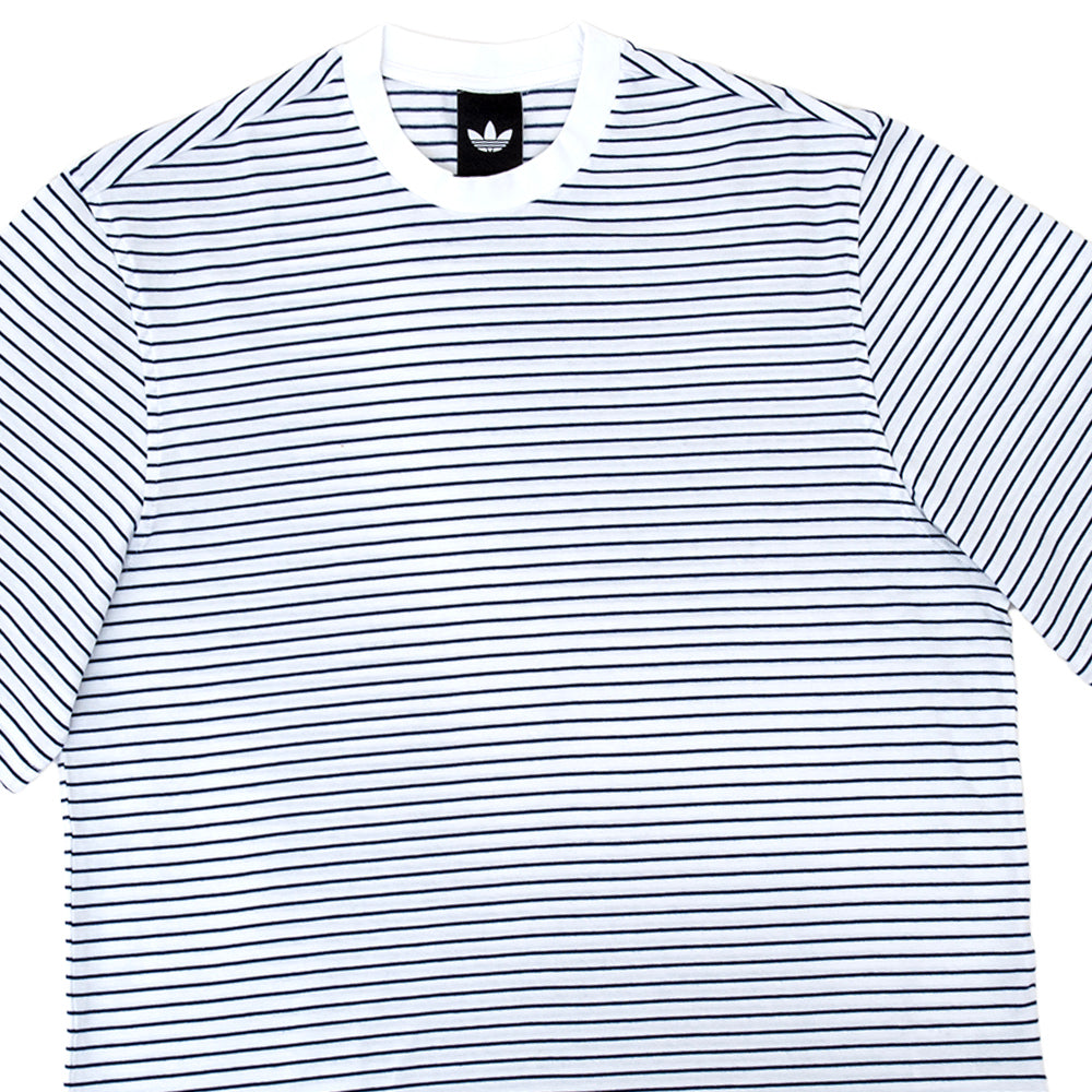 Skateboarding Yarn Dye S/S T-Shirt (White / Dark Blue)