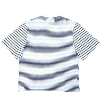 Skateboarding Yarn Dye S/S T-Shirt (White / Dark Blue)