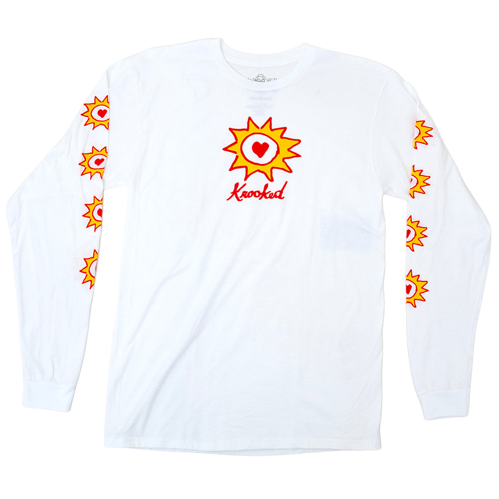 Sun Heart L/S Shirt (White / Yellow)