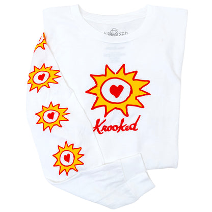 Sun Heart L/S Shirt (White / Yellow)
