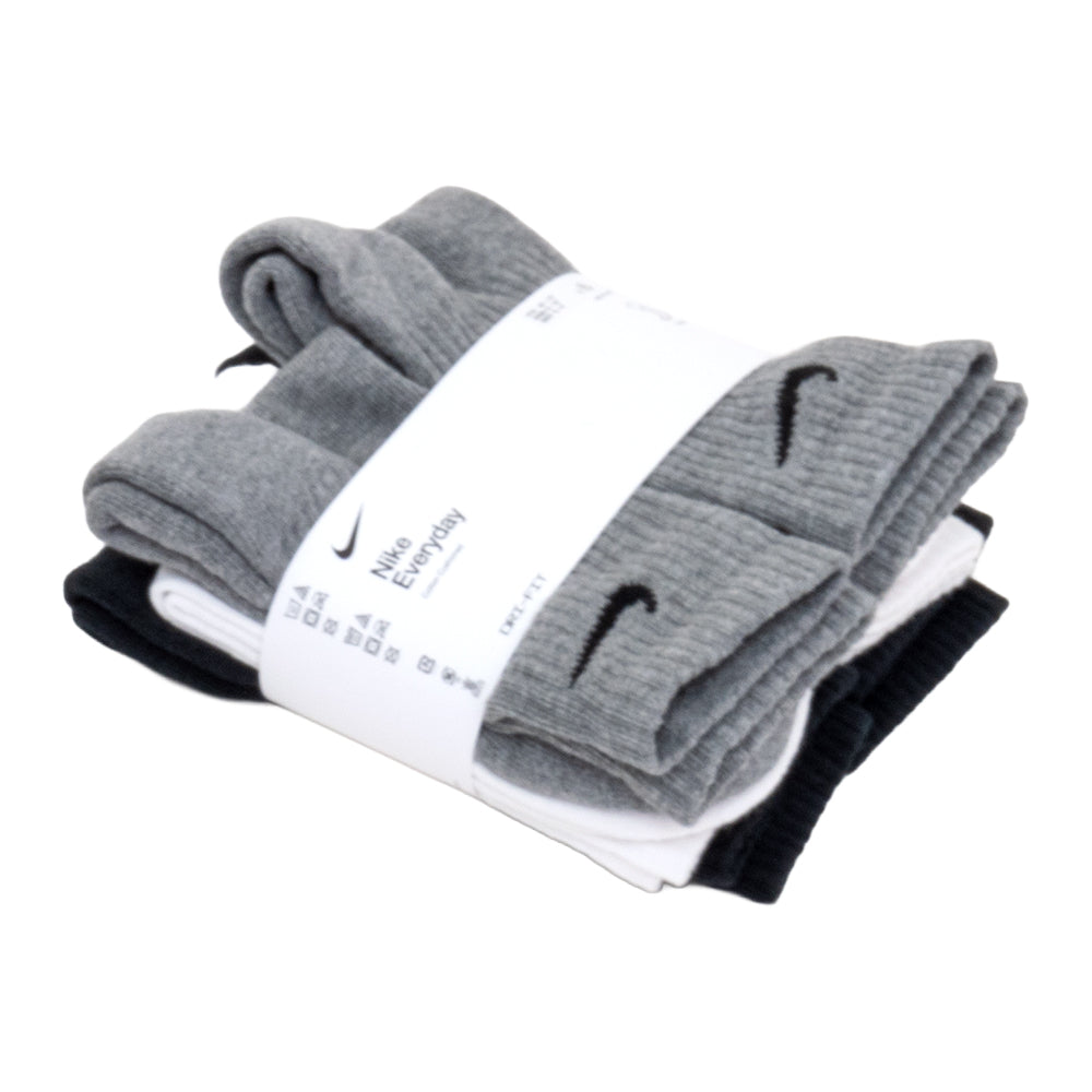 Everyday Cushion Crew Socks 6 Pack (Black / Grey / White)