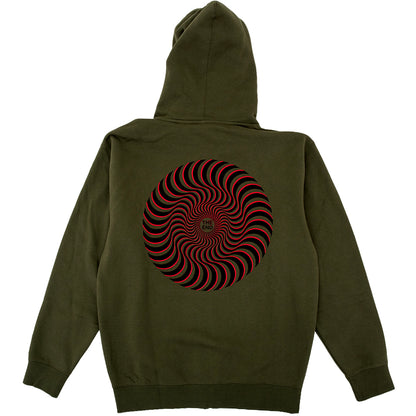 Classic Swirl Overlay Zip Hooded Sweatshirt (Army / Black / Red)