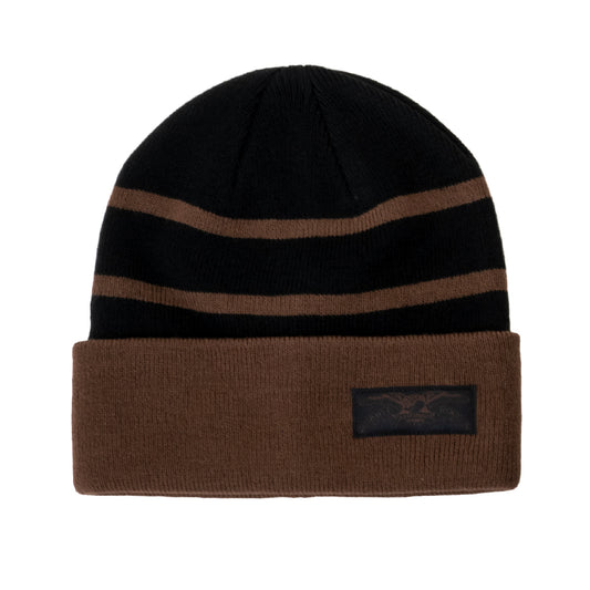 Stock Eagle Label Beanie (Black / Dark Brown)