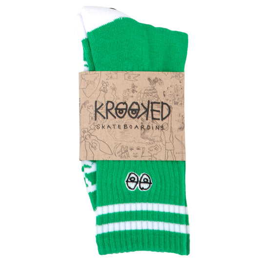 Eyes Embroidered Sock (Green / White)