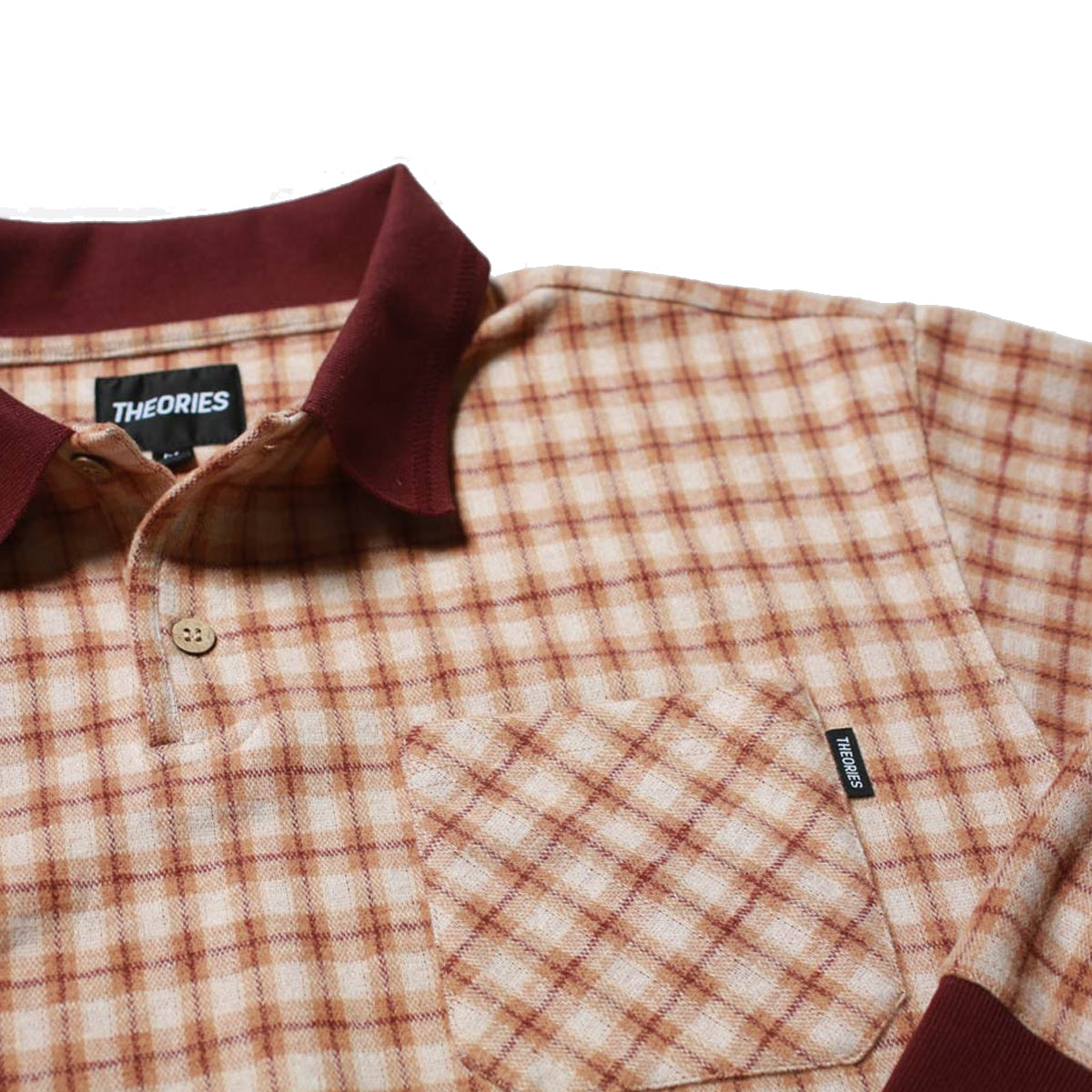 E.S.P. L/S Polo Shirt (Peach / Burgundy)