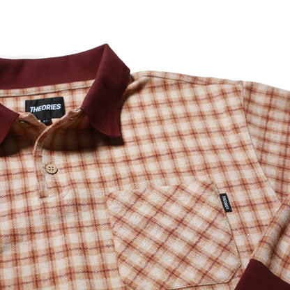 E.S.P. L/S Polo Shirt (Peach / Burgundy)