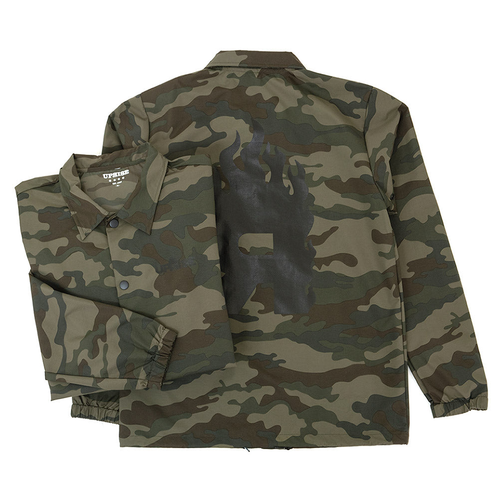 Big Flaming R Coach's Jacket (Woodland Camo)