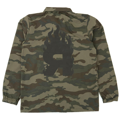 Big Flaming R Coach's Jacket (Woodland Camo)