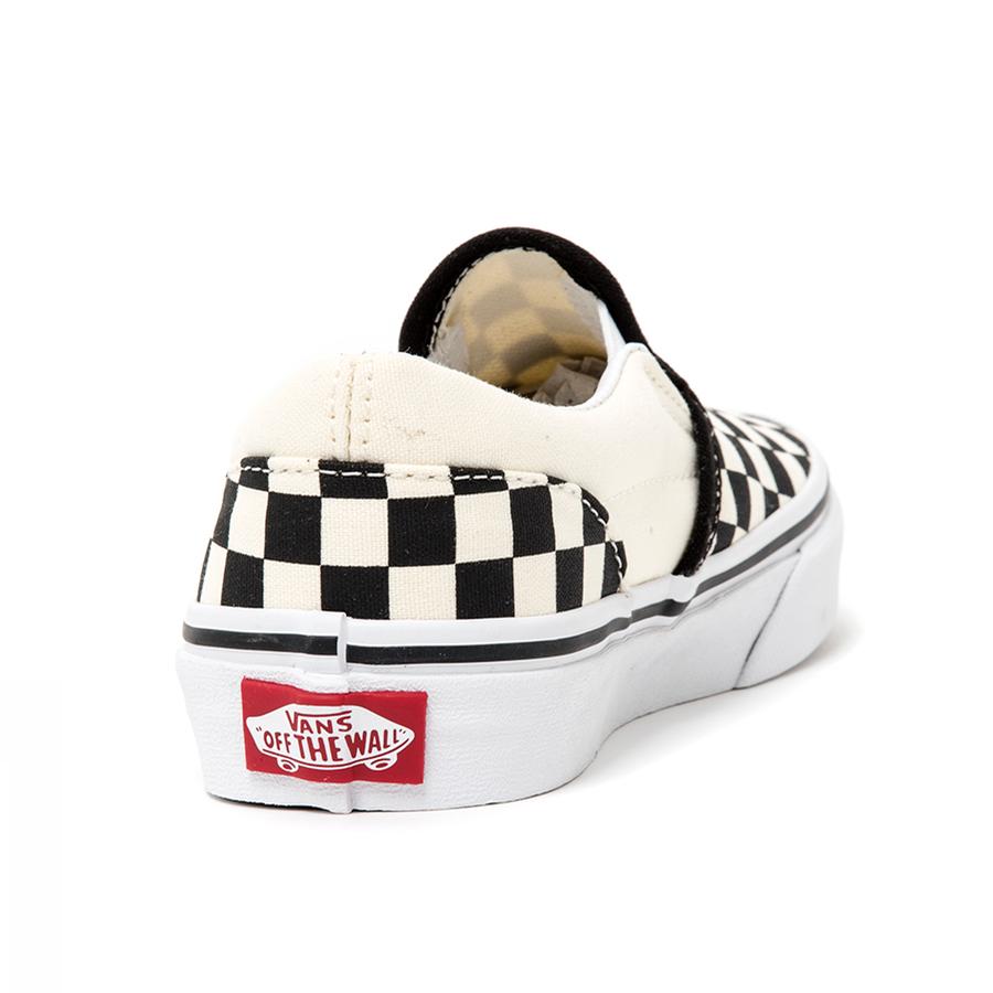 Kids Classic Slip-On (CheckerBoard) Black / White VBU